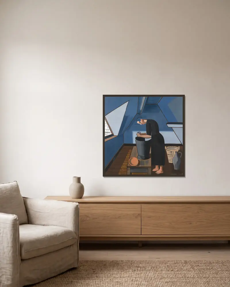 The Attic II av Jean Brusselmans inramad på en vägg