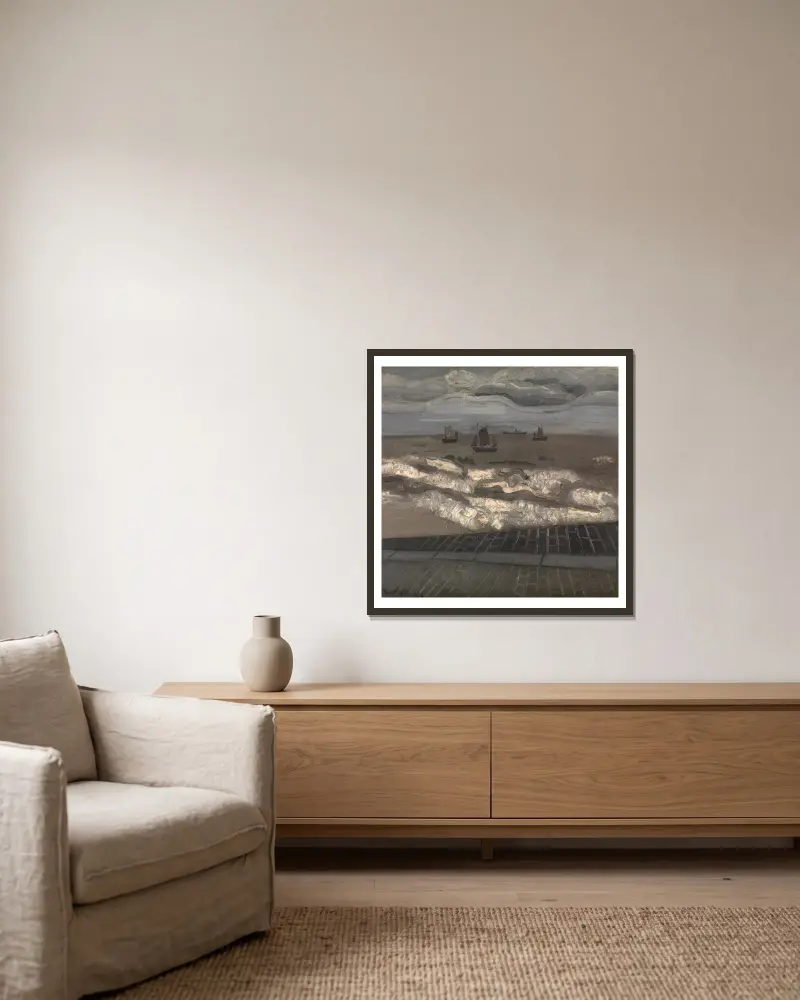 The Sea, a Symphony in Grey av Jean Brusselmans inramad på en vägg