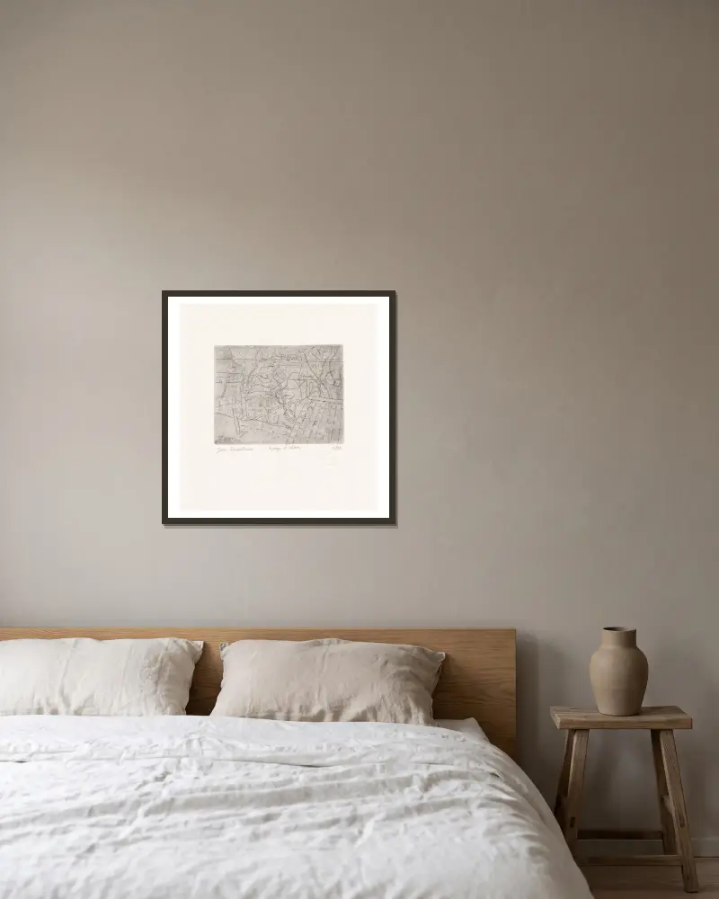 Winterlandschaft von Jean Brusselmans gerahmt an einer Wand