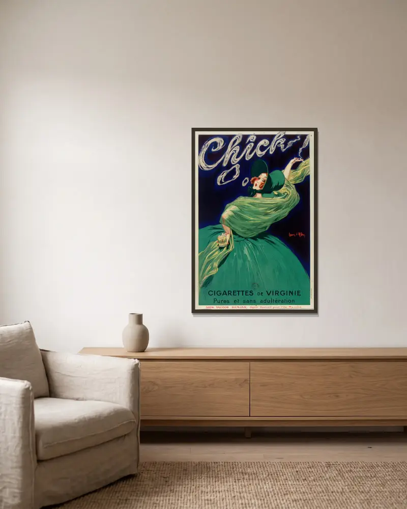 Chick cigarettes de Virginie pures et sans adultération von Jean d'Ylen gerahmt an einer Wand
