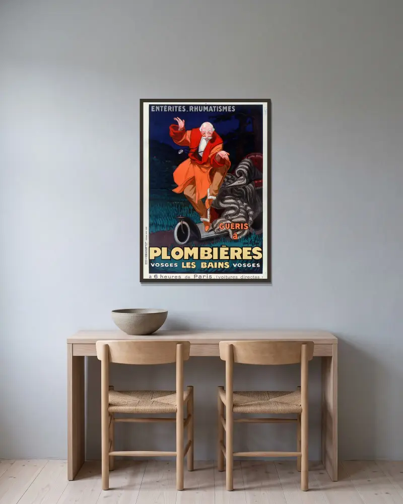 Entérites rhumatismes guéris à Plombières les Bains, Vosges von Jean d'Ylen gerahmt an einer Wand