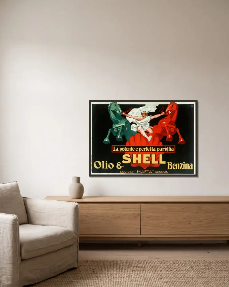 La Potente e perfetta pariglia Shell, Jean d'Ylen v rámu na stěně