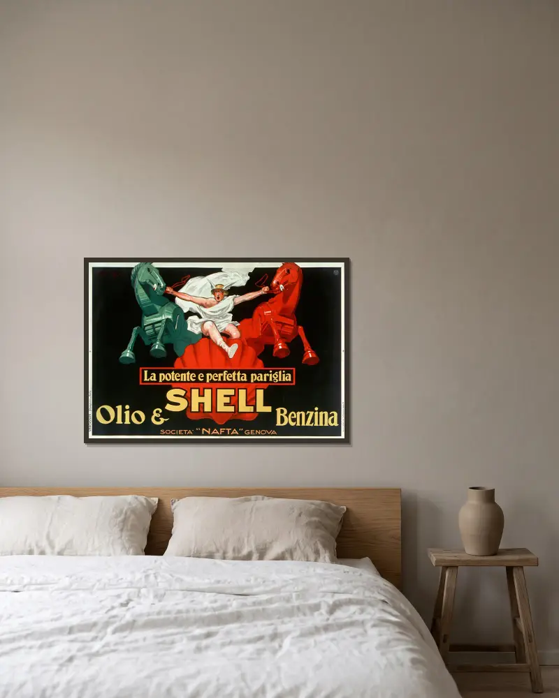 La Potente e perfetta pariglia Shell, Jean d'Ylen v rámu na stěně