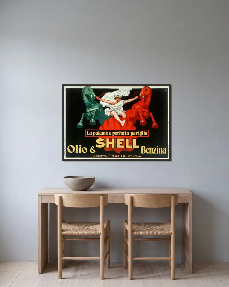 La Potente e perfetta pariglia Shell, Jean d'Ylen v rámu na stěně