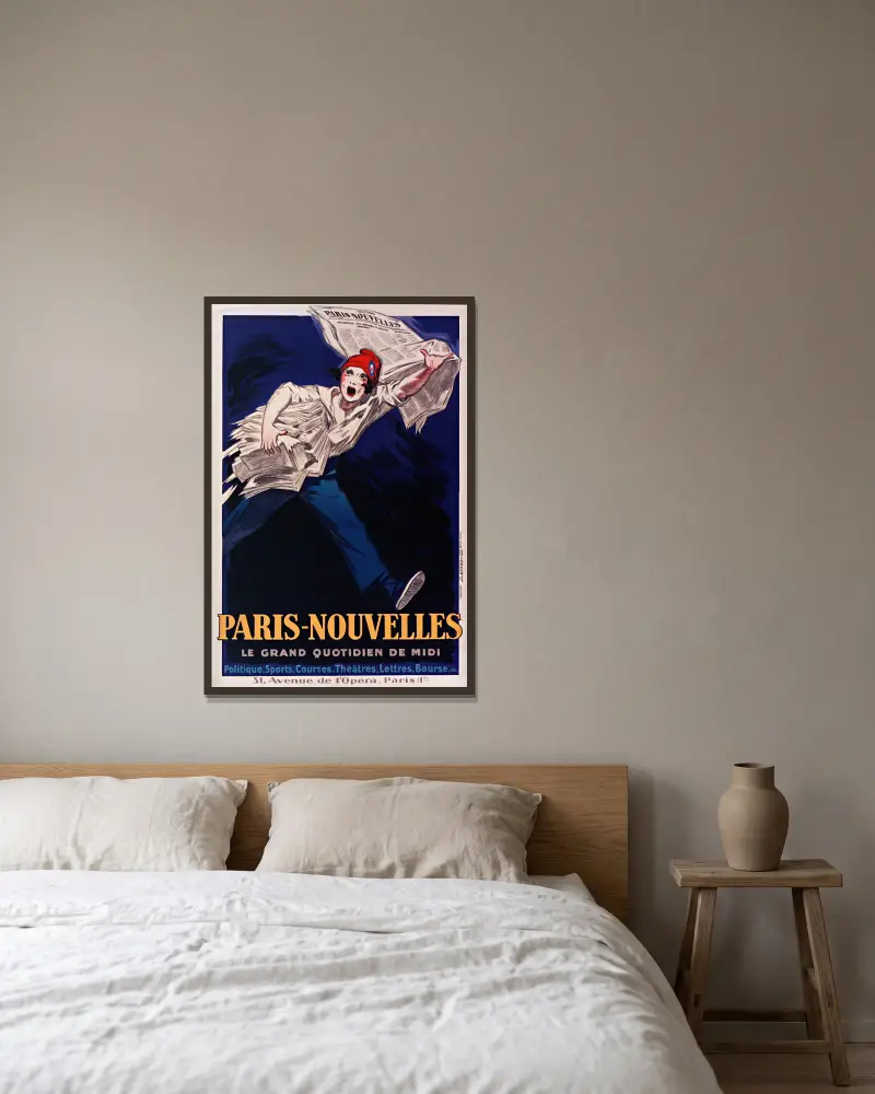Paris-Nouvelles, le grand quotidien de Midi av Jean d'Ylen inramad på en vägg