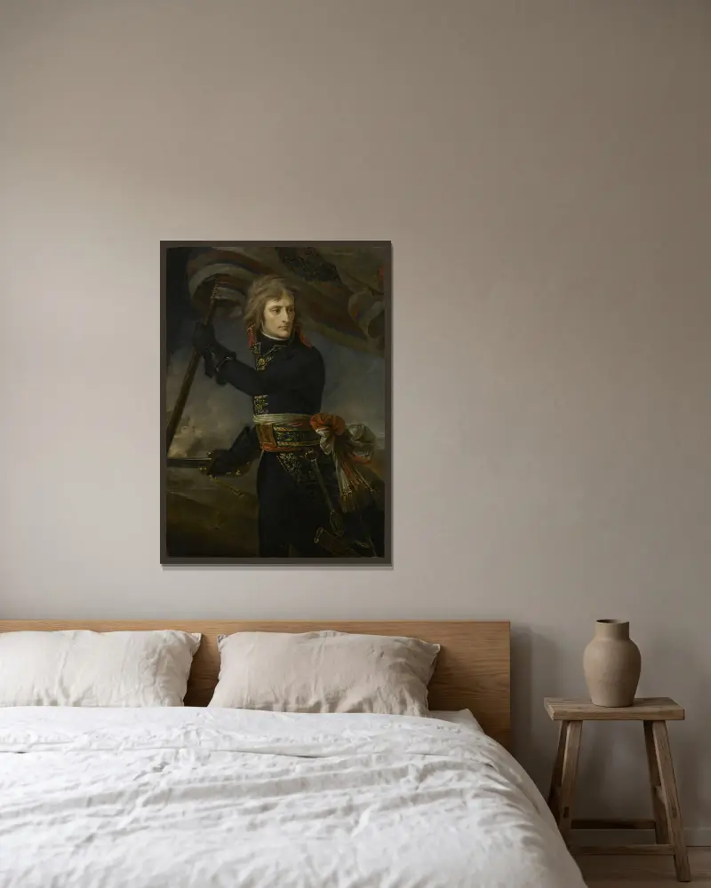Bonaparte at the Bridge of Arcole av Antoine-Jean Gros inramad på en vägg