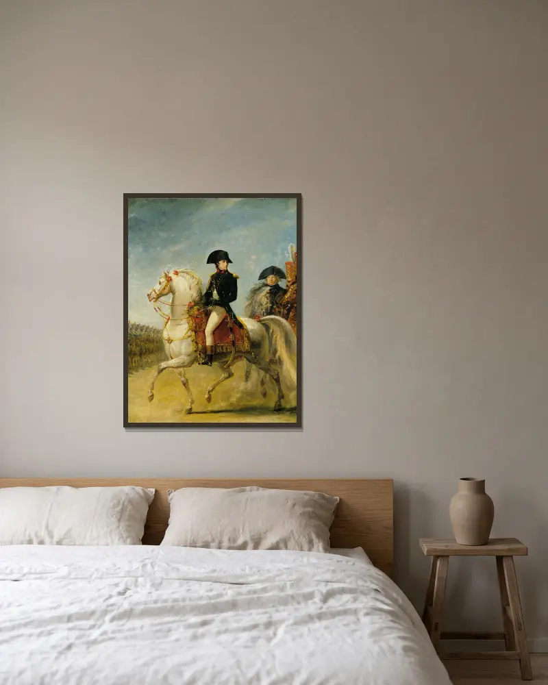 General Bonaparte mönstrar trupper av Antoine-Jean Gros inramad på en vägg