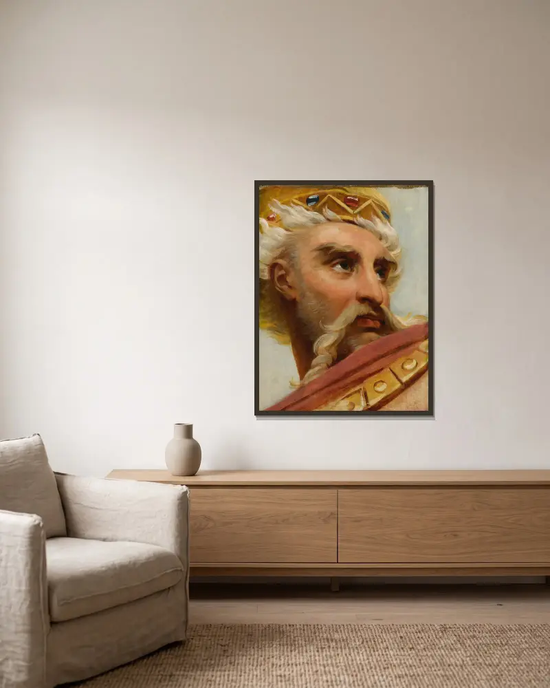 Karl den stores huvud av Antoine-Jean Gros inramad på en vägg
