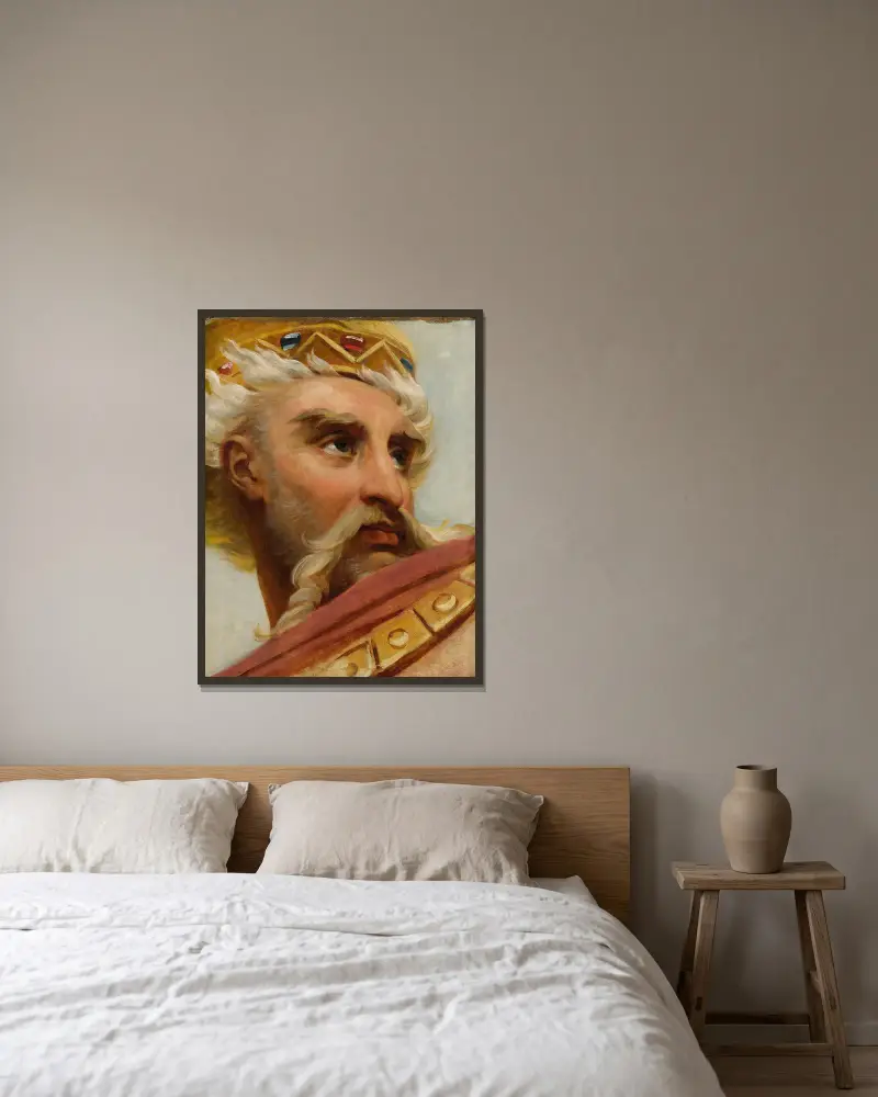 Karl den stores huvud av Antoine-Jean Gros inramad på en vägg