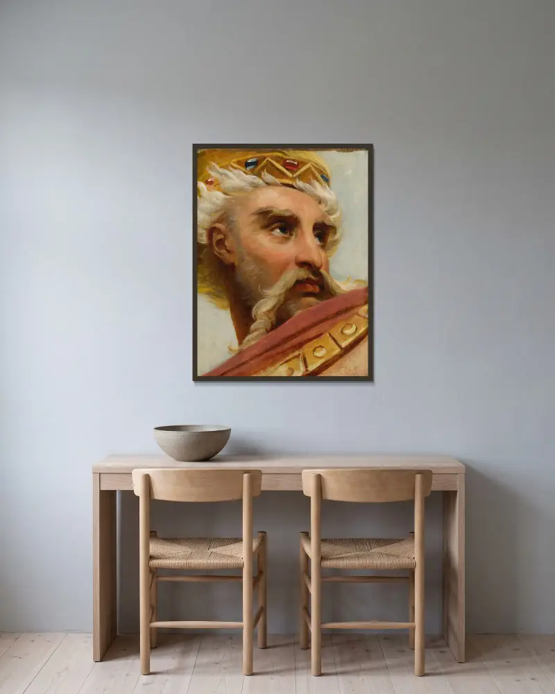 Karl den stores huvud av Antoine-Jean Gros inramad på en vägg