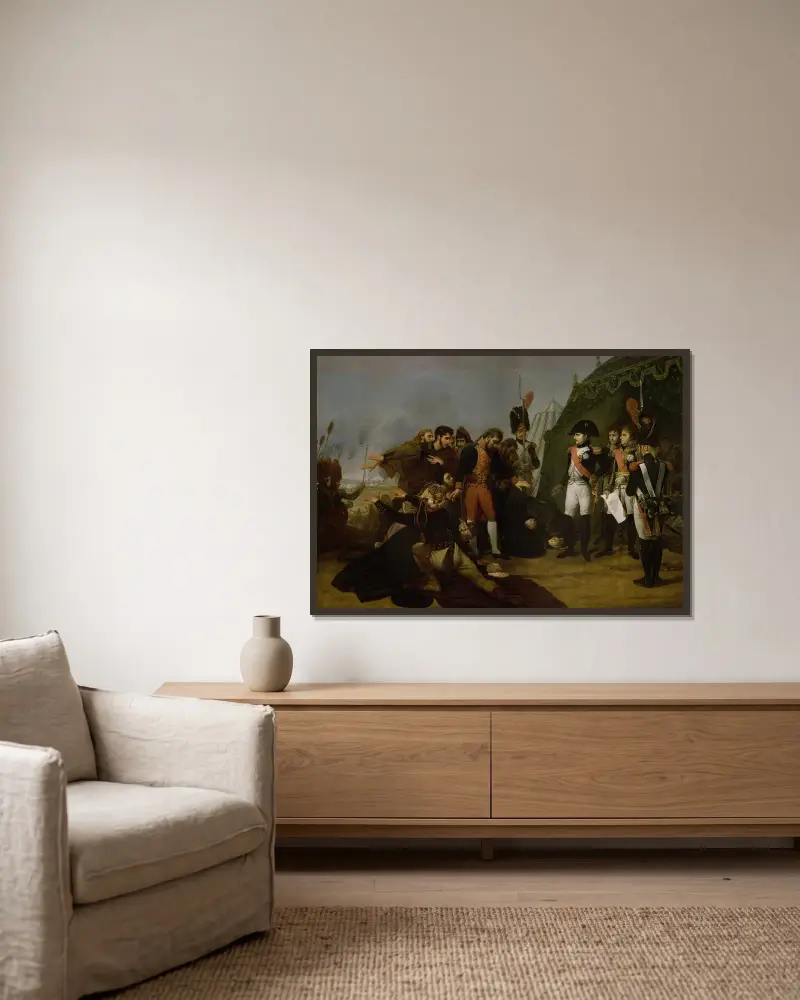 Napoleon tar emot Madrids kapitulation, 4 december 1808 av Antoine-Jean Gros inramad på en vägg