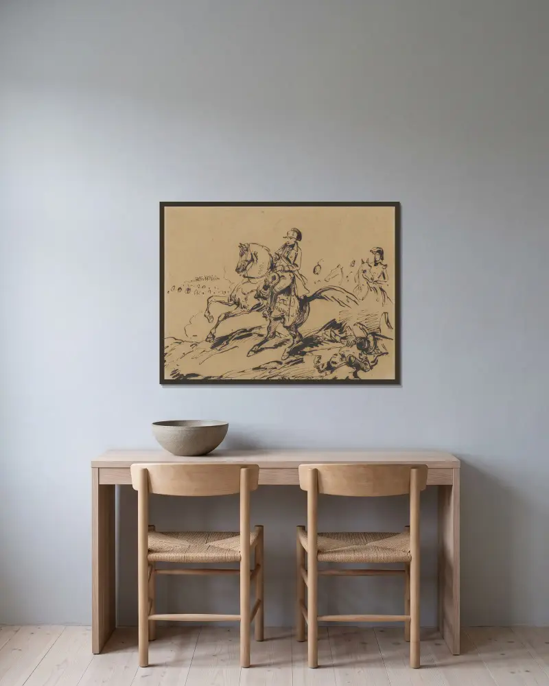 Napoleon on Horseback av Antoine-Jean Gros inramad på en vägg