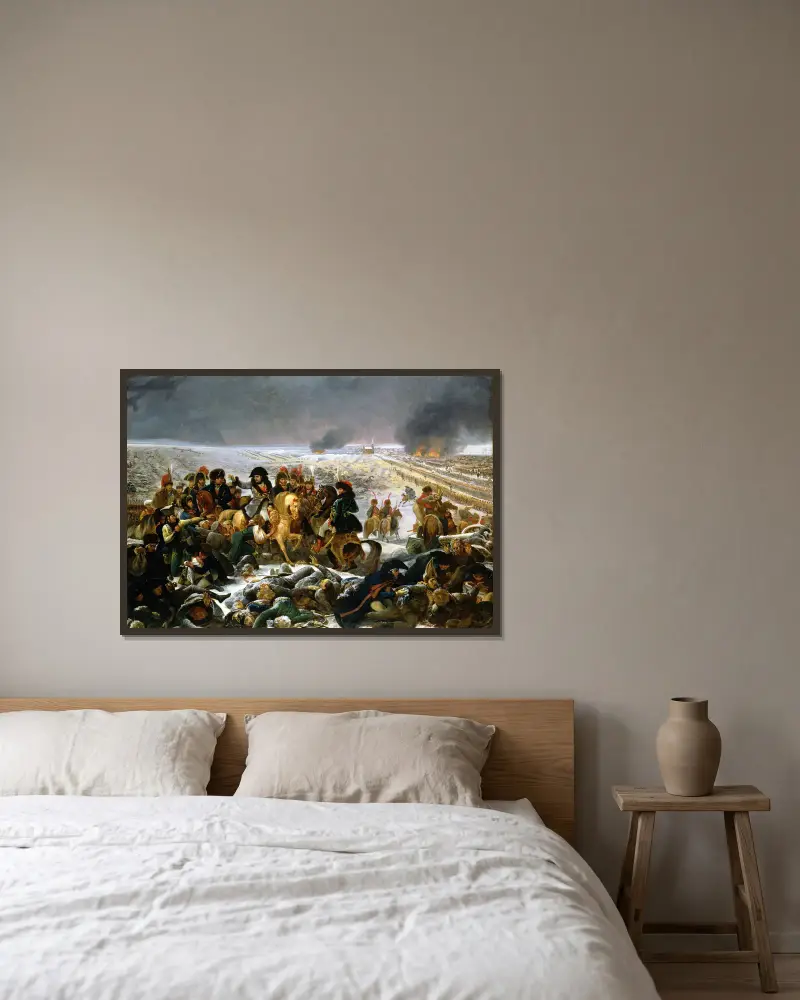 Napoleon på slagfältet vid Eylau av Antoine-Jean Gros inramad på en vägg