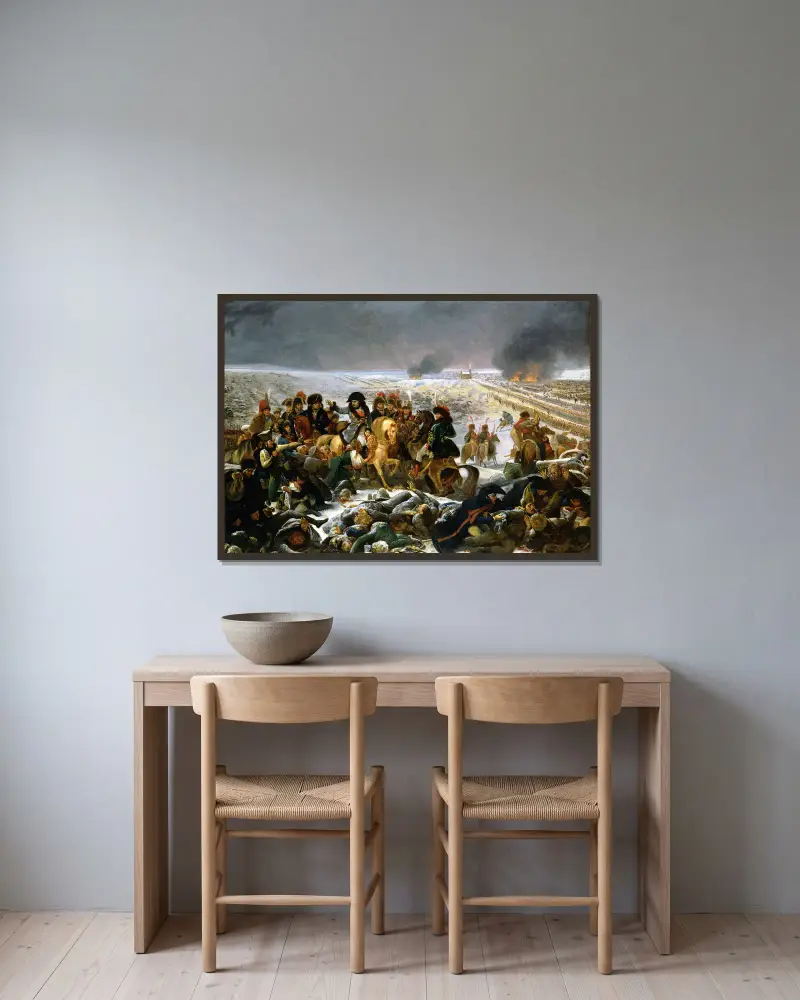 Napoleon på slagfältet vid Eylau av Antoine-Jean Gros inramad på en vägg