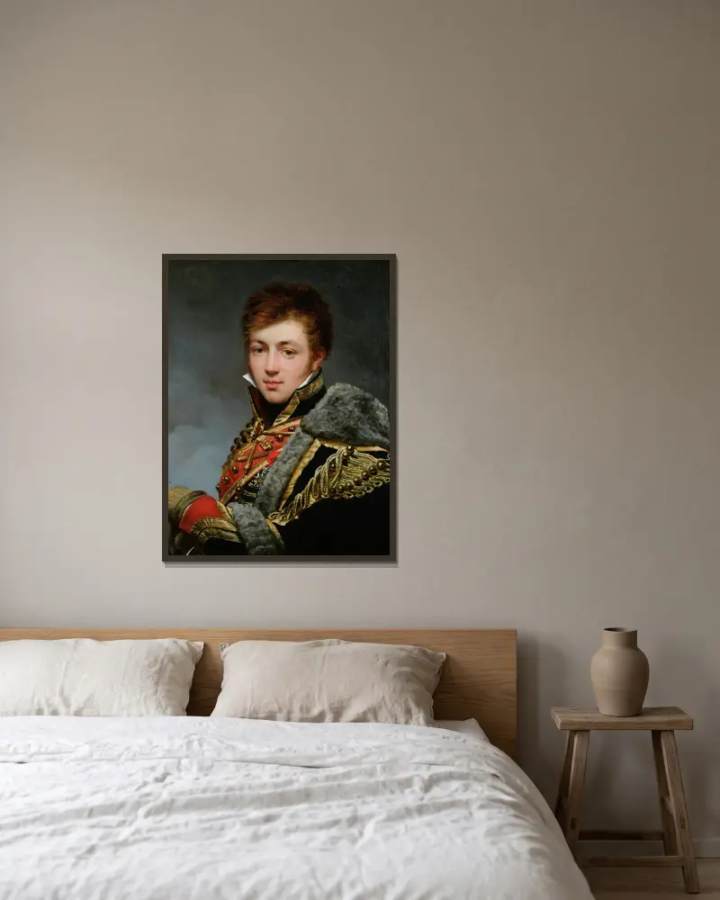 Portrait of Count Honoré de La Riboisière (1788-1868) av Antoine-Jean Gros inramad på en vägg