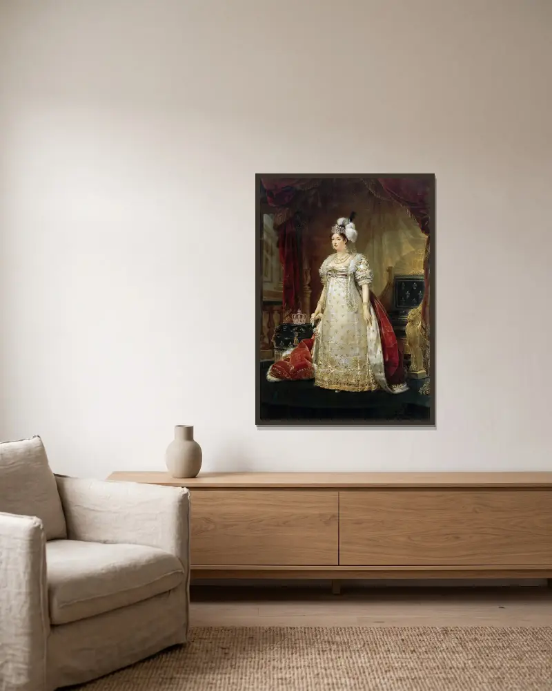 Porträt der Marie Thérèse Charlotte von Frankreich, Herzogin von Angoulême von Antoine-Jean Gros gerahmt an einer Wand