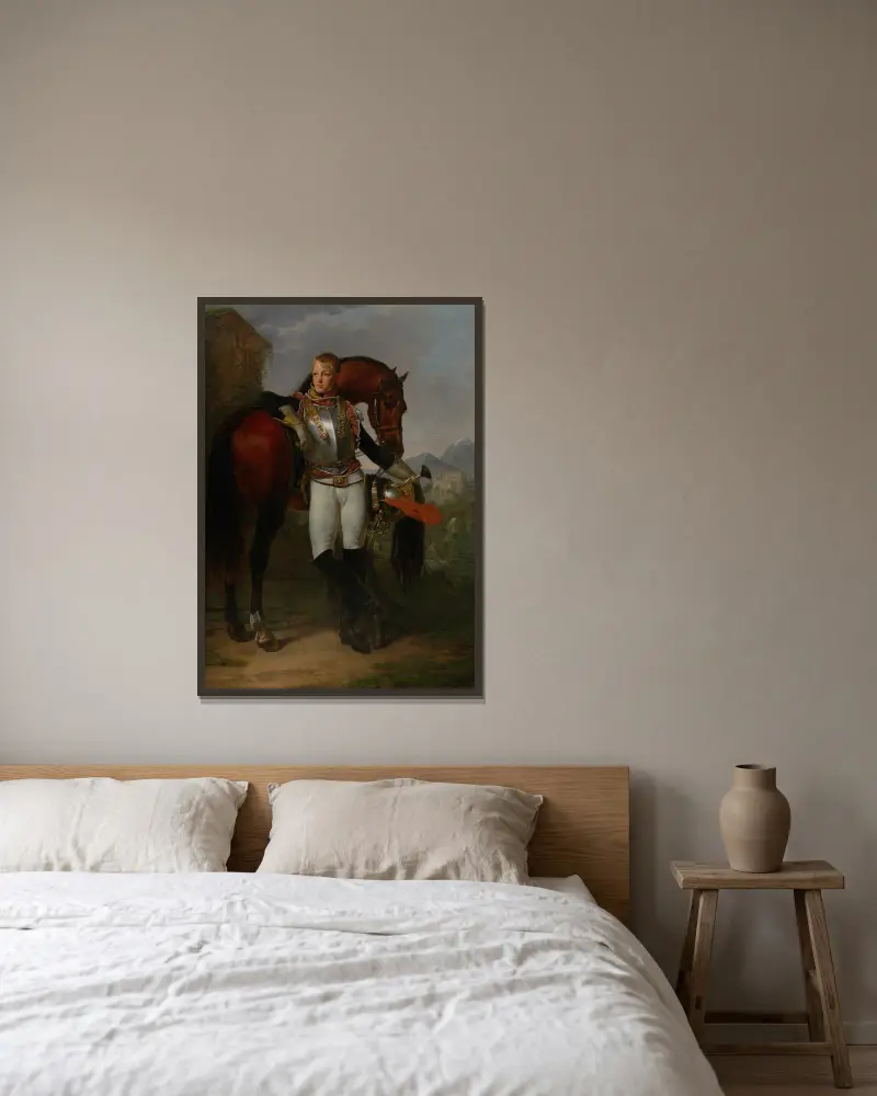 Porträtt av löjtnant Charles Legrand av Antoine-Jean Gros inramad på en vägg