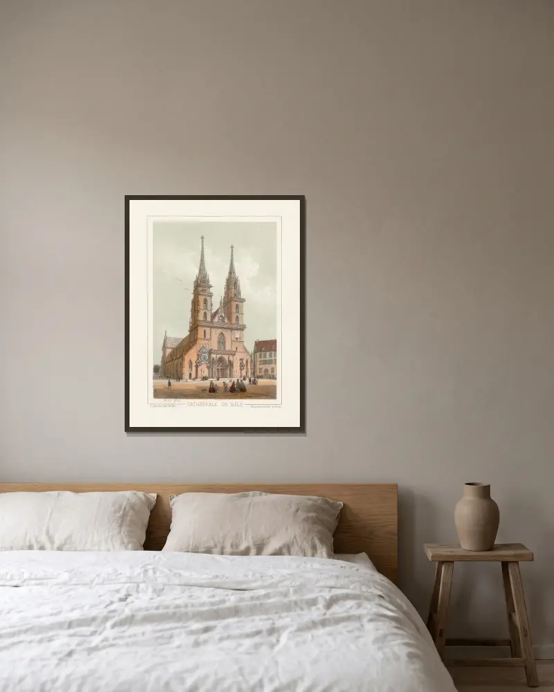 Cathédrale de Bâle av Jean Jacottet inramad på en vägg