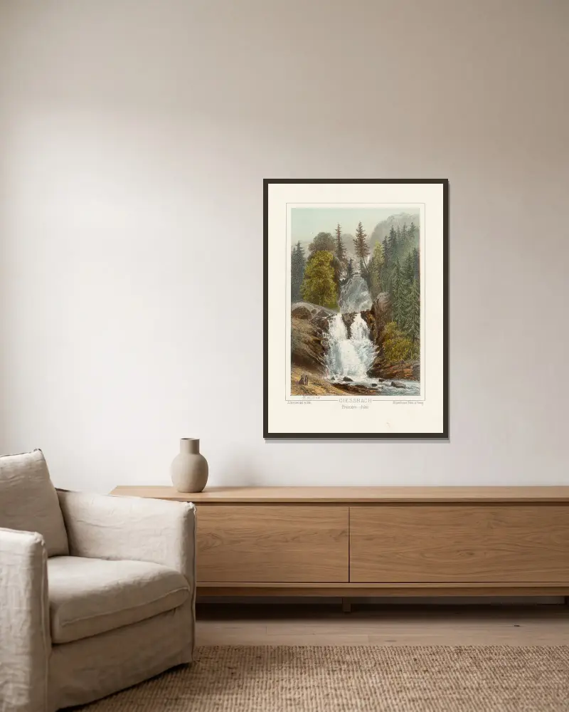 Giessbach Première chûte von Jean Jacottet gerahmt an einer Wand