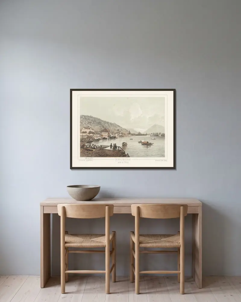 Hoffsteitten bei Thun von Jean Jacottet gerahmt an einer Wand
