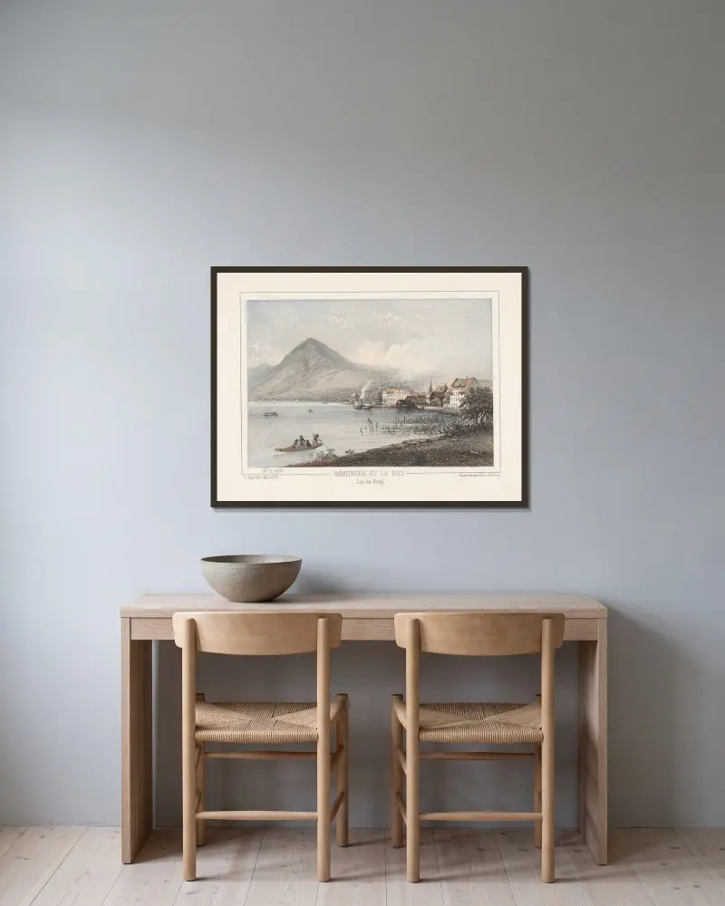 Immensée och Rigi, Zugsjön av Jean Jacottet inramad på en vägg