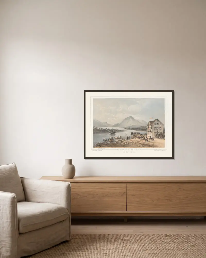 Küssnacht und der Pilatus, Vierwaldstättersee von Jean Jacottet gerahmt an einer Wand