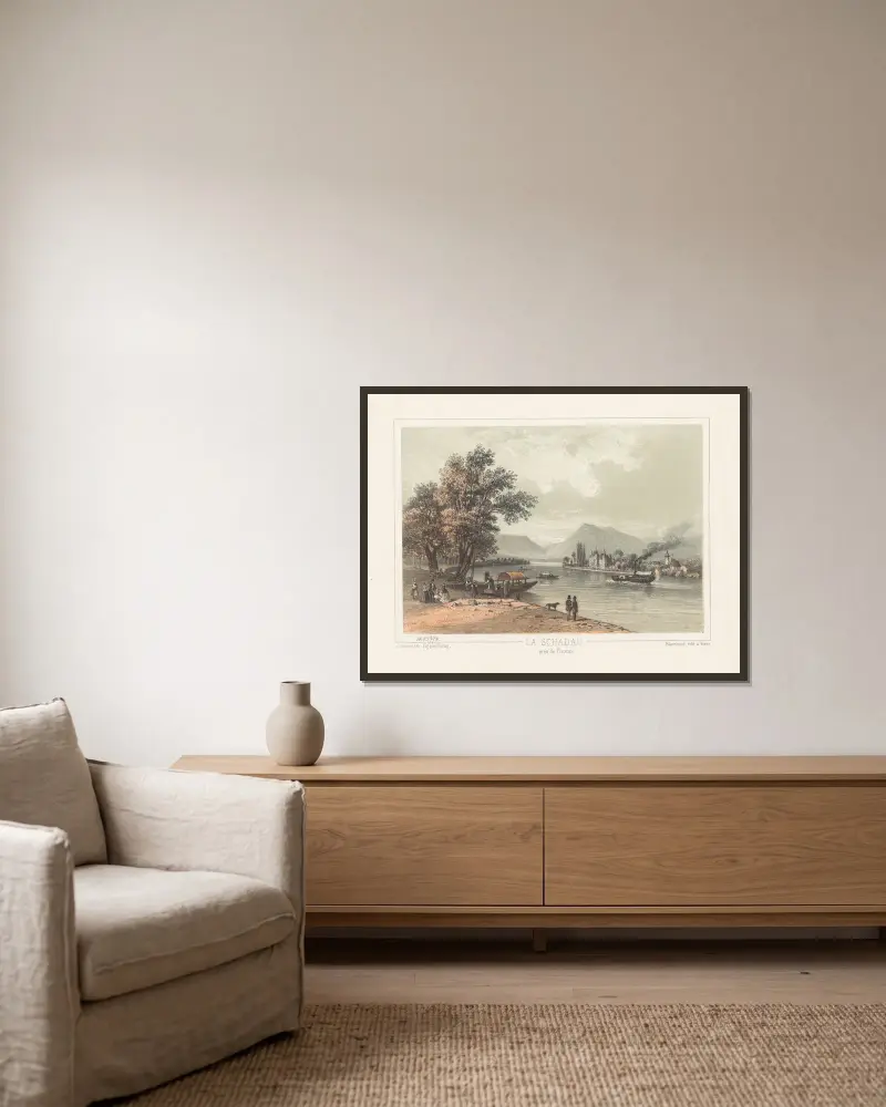 Schadau bei Thun von Jean Jacottet gerahmt an einer Wand