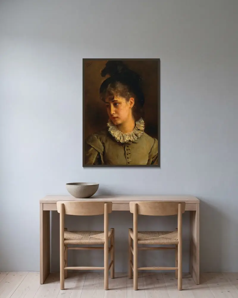 A solemn beauty av Gustave Jean Jacquet inramad på en vägg