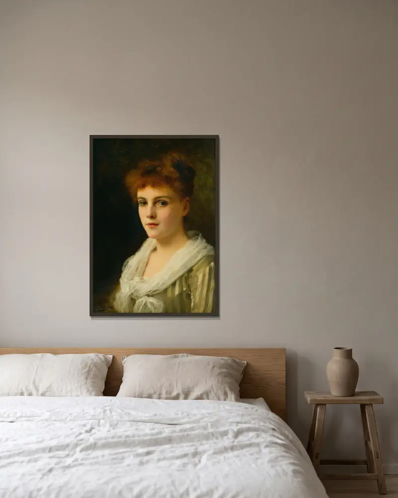 An auburn haired beauty av Gustave Jean Jacquet inramad på en vägg