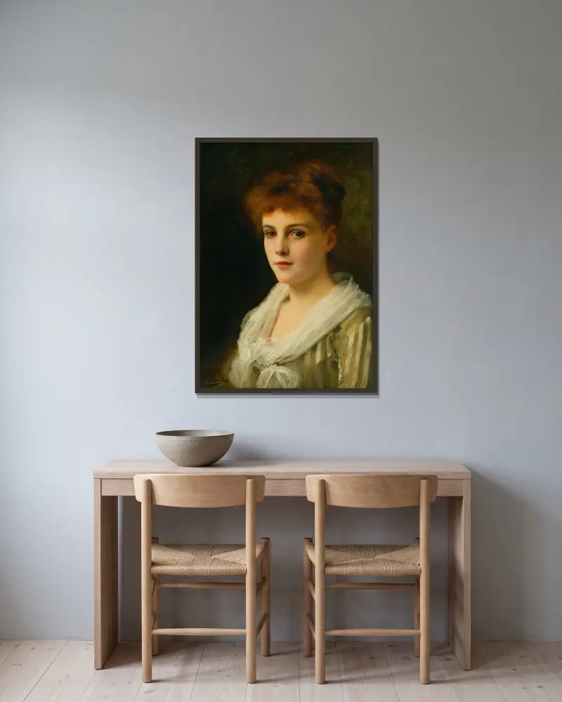 An auburn haired beauty av Gustave Jean Jacquet inramad på en vägg