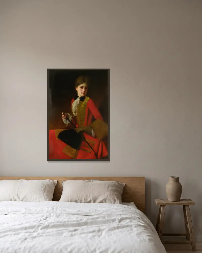 Mädchen im Reitkleid von Gustave Jean Jacquet gerahmt an einer Wand