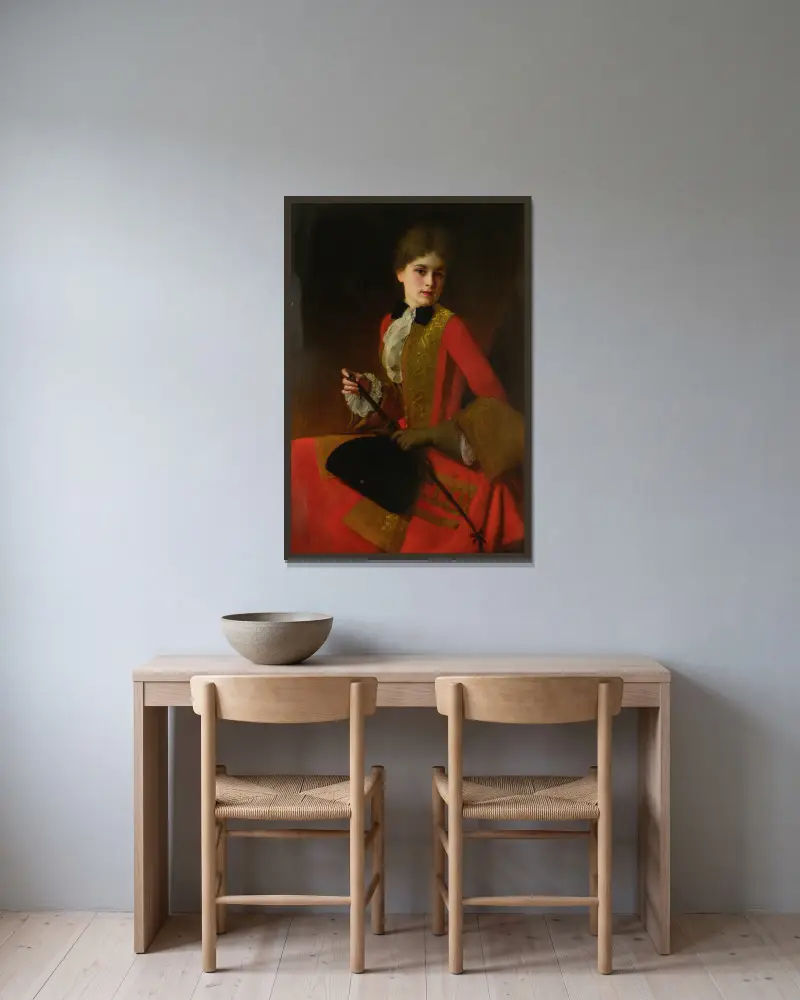 Mädchen im Reitkleid von Gustave Jean Jacquet gerahmt an einer Wand