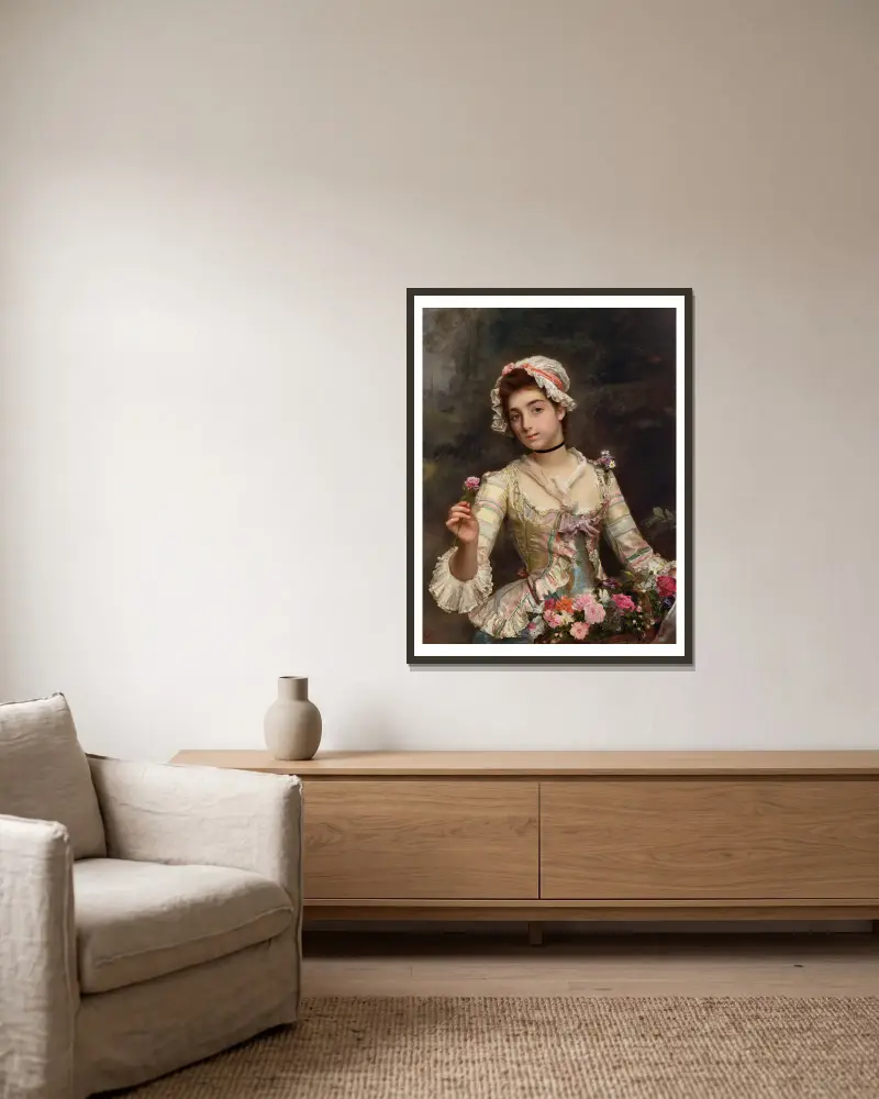 Květinářka, Gustave Jean Jacquet v rámu na stěně