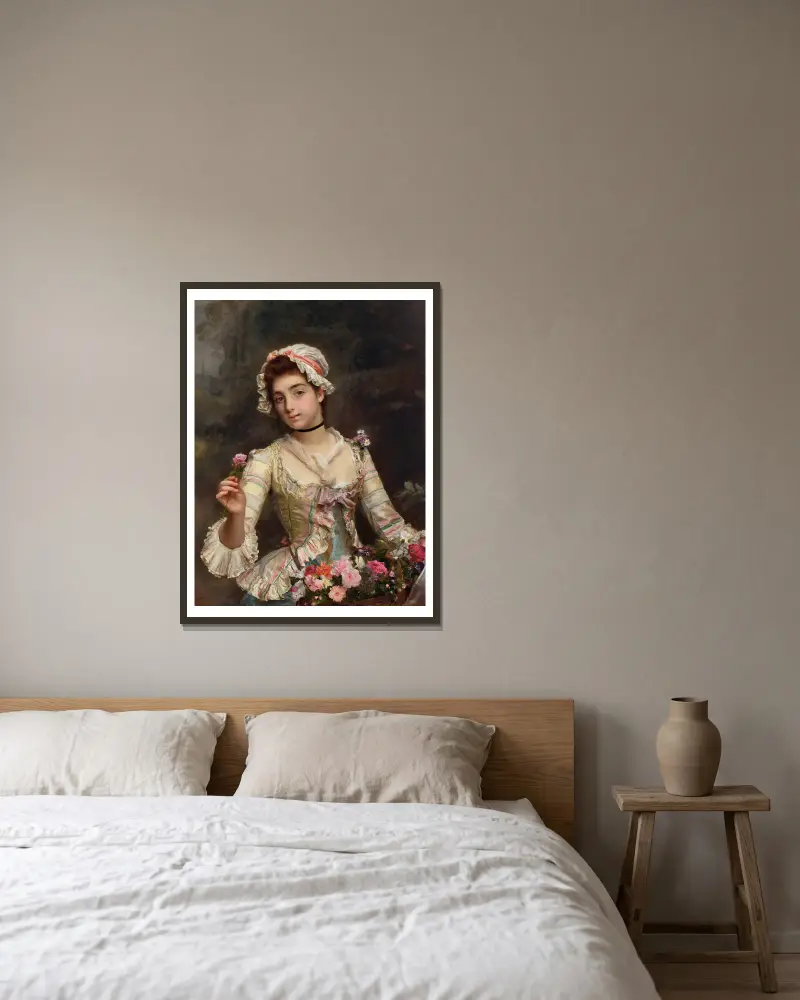 Květinářka, Gustave Jean Jacquet v rámu na stěně