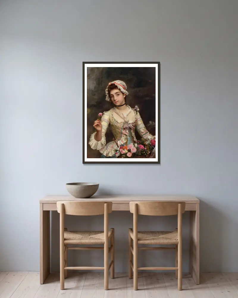 Květinářka, Gustave Jean Jacquet v rámu na stěně
