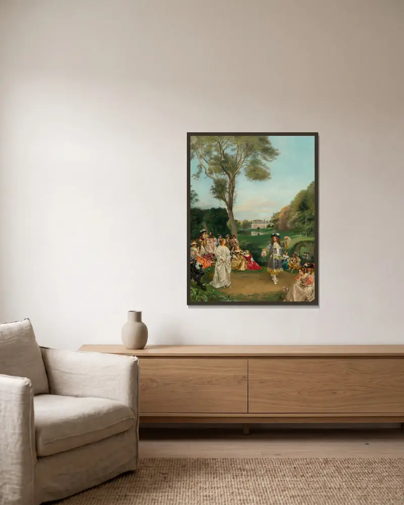 Dansen, slottet Kerduel, greve de Champagny av Gustave Jean Jacquet inramad på en vägg