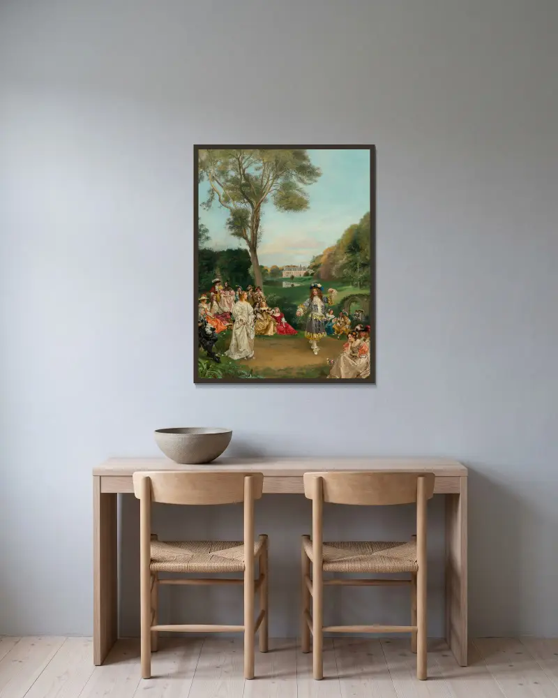 Dansen, slottet Kerduel, greve de Champagny av Gustave Jean Jacquet inramad på en vägg