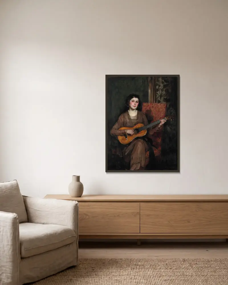 Porträtt av Florence Shannon, konstnärens hustru av James Jebusa Shannon inramad på en vägg