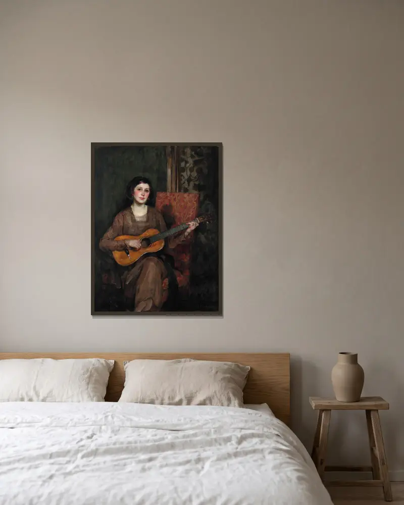 Porträtt av Florence Shannon, konstnärens hustru av James Jebusa Shannon inramad på en vägg