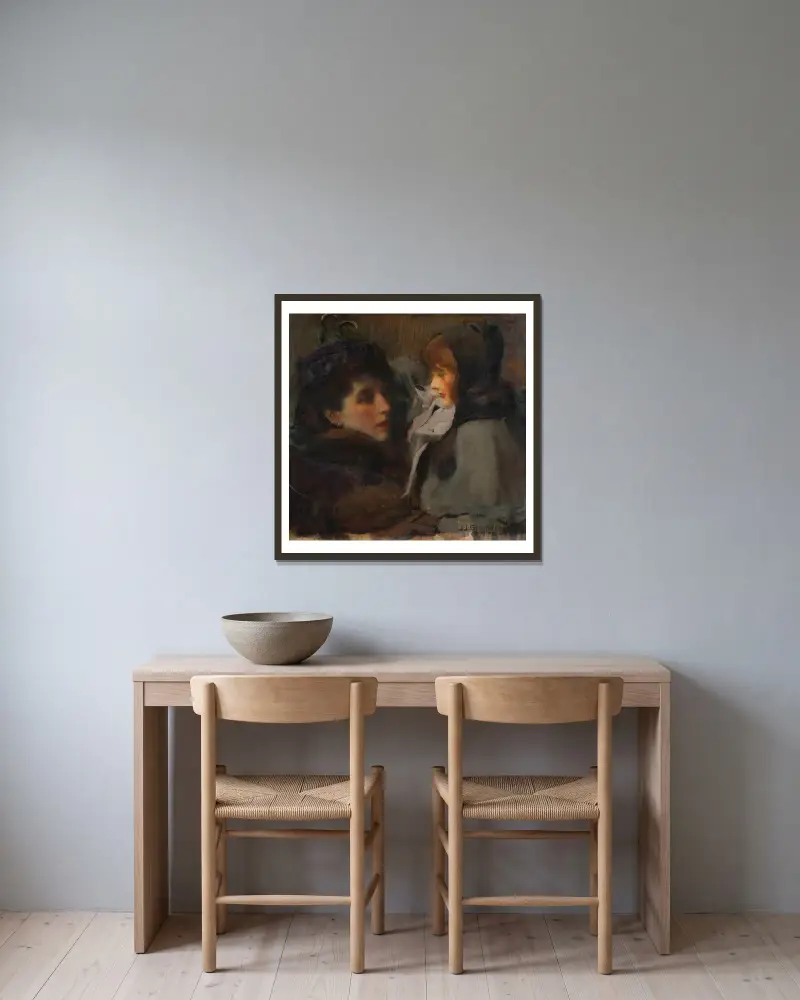 Konstnärens fru och dotter av James Jebusa Shannon inramad på en vägg