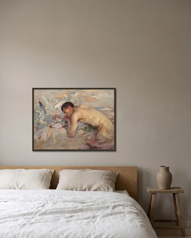 Der Wassermann und die Jungfrau von James Jebusa Shannon gerahmt an einer Wand