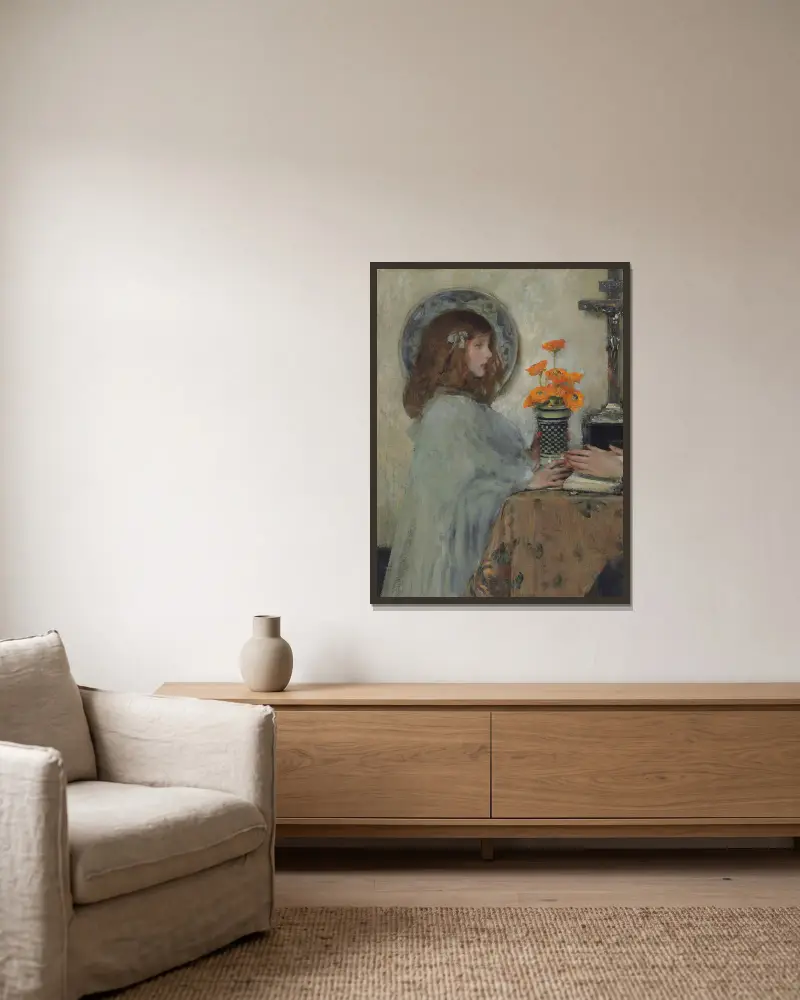 Die Opfergabe von James Jebusa Shannon gerahmt an einer Wand