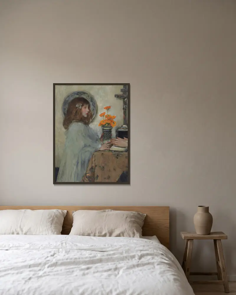 Die Opfergabe von James Jebusa Shannon gerahmt an einer Wand