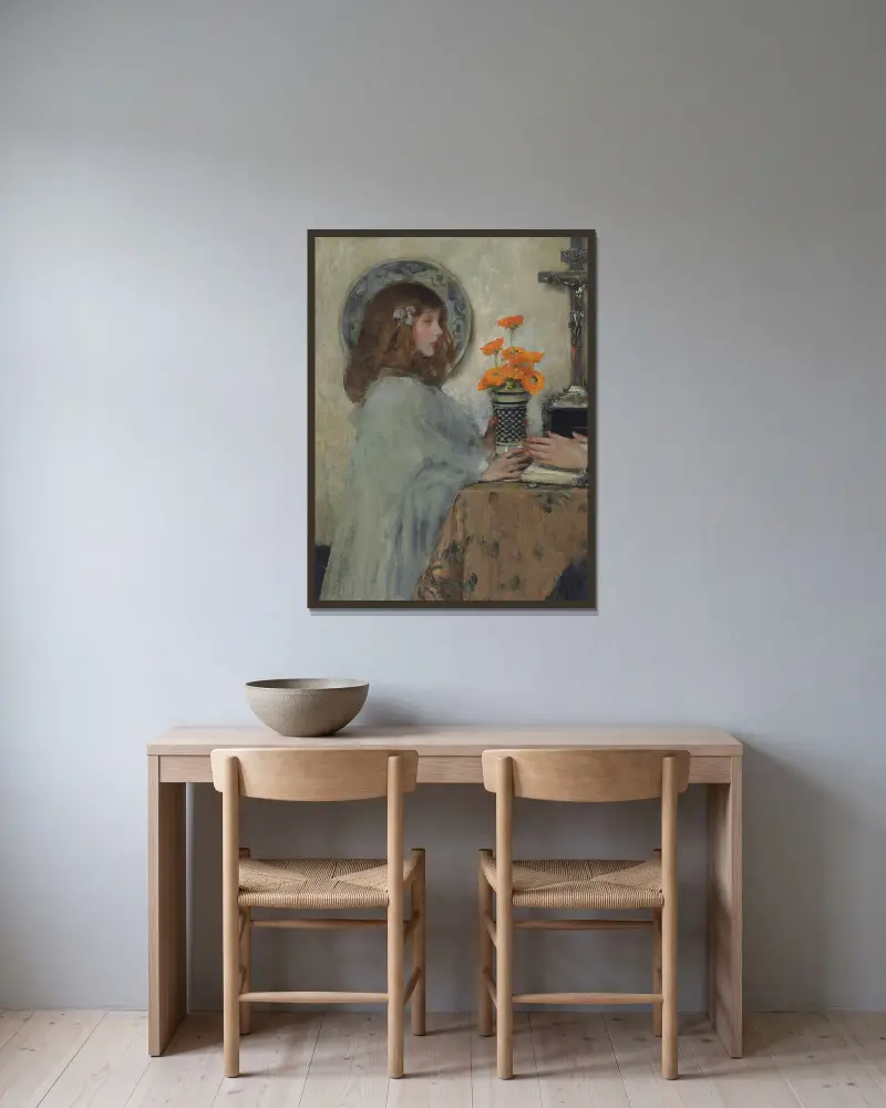 Die Opfergabe von James Jebusa Shannon gerahmt an einer Wand