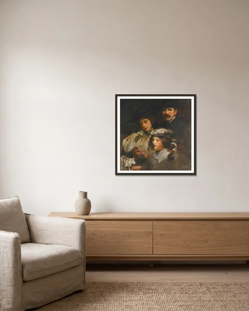 Der Maler, seine Frau und seine Tochter von James Jebusa Shannon gerahmt an einer Wand