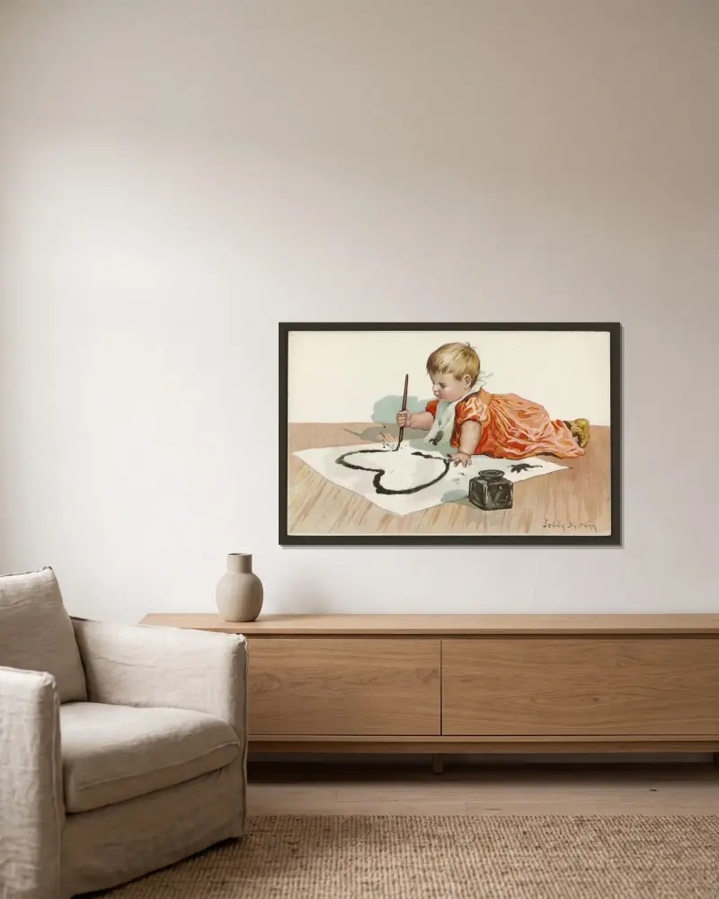 Kindermotiv – Nr. 3 von Jenny Nyström gerahmt an einer Wand