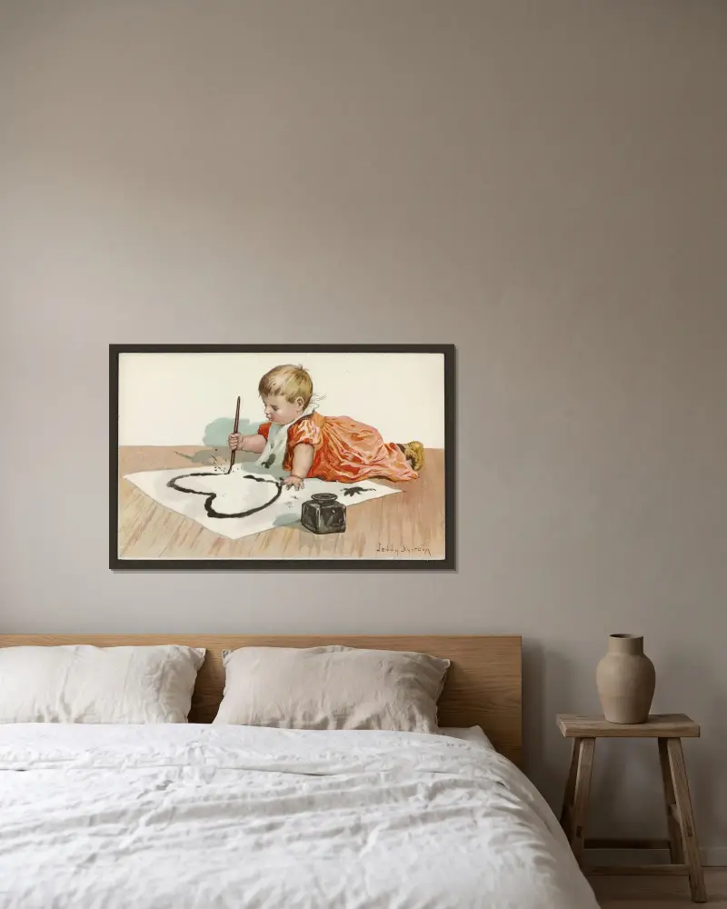 Kindermotiv – Nr. 3 von Jenny Nyström gerahmt an einer Wand