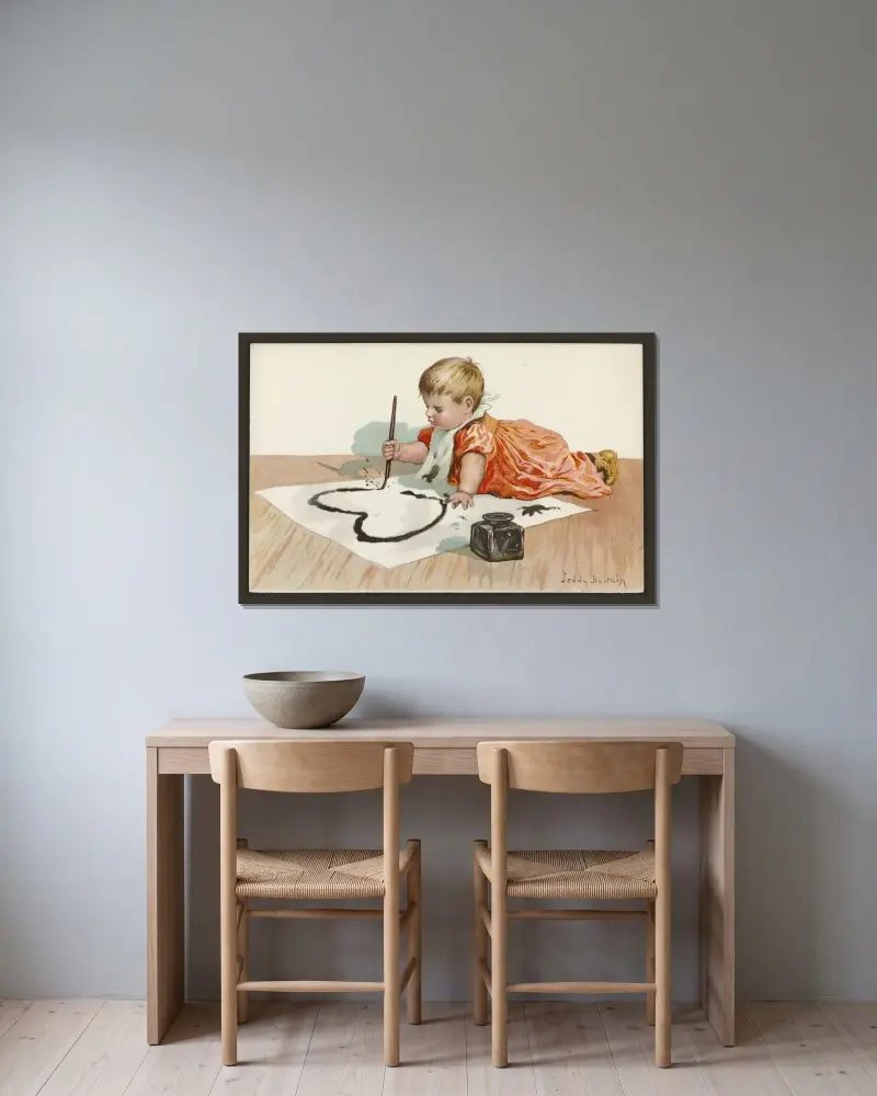 Kindermotiv – Nr. 3 von Jenny Nyström gerahmt an einer Wand