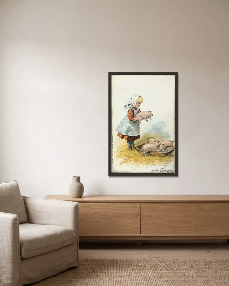 Weihnachtskarte – Nr. 9 von Jenny Nyström gerahmt an einer Wand
