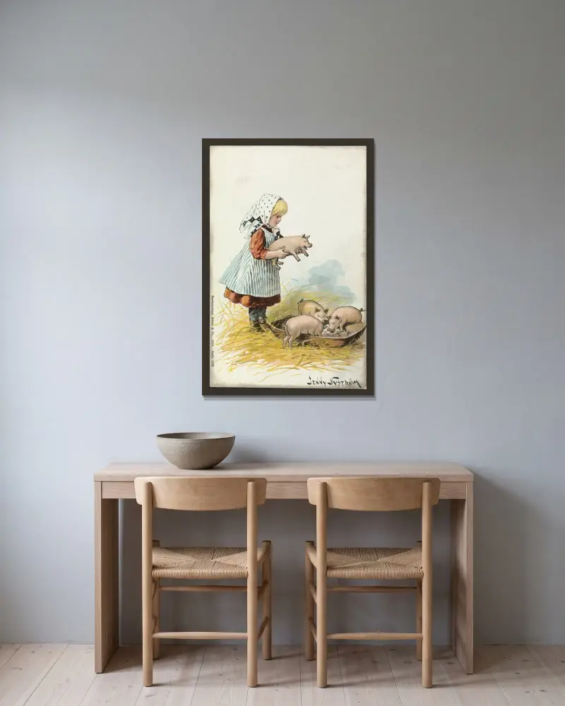 Weihnachtskarte – Nr. 9 von Jenny Nyström gerahmt an einer Wand
